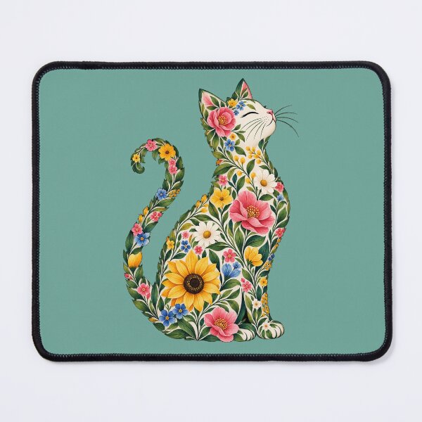 Item preview, Floral Cat Design – Colorful Botanical Cat for Cat Lovers designed and sold by Trendi Kloset.