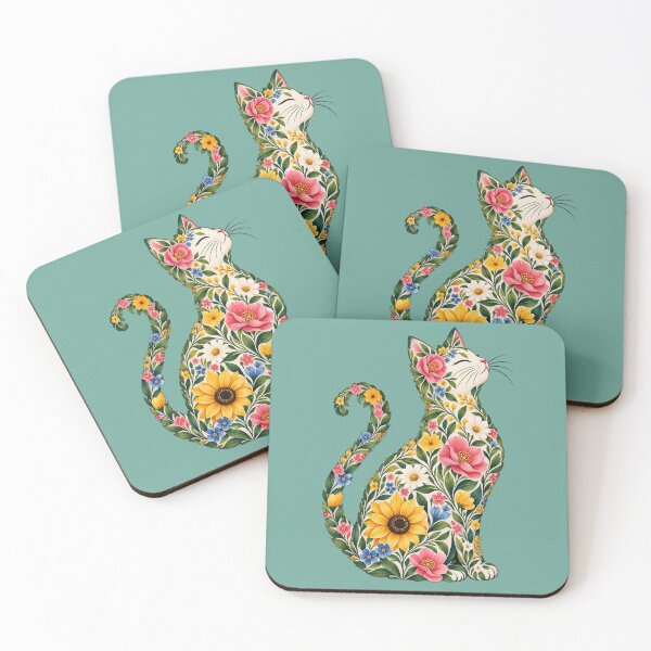 Item preview, Floral Cat Design – Colorful Botanical Cat for Cat Lovers designed and sold by Trendi Kloset.