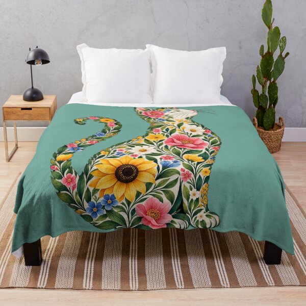 Item preview, Floral Cat Design – Colorful Botanical Cat for Cat Lovers designed and sold by Trendi Kloset.