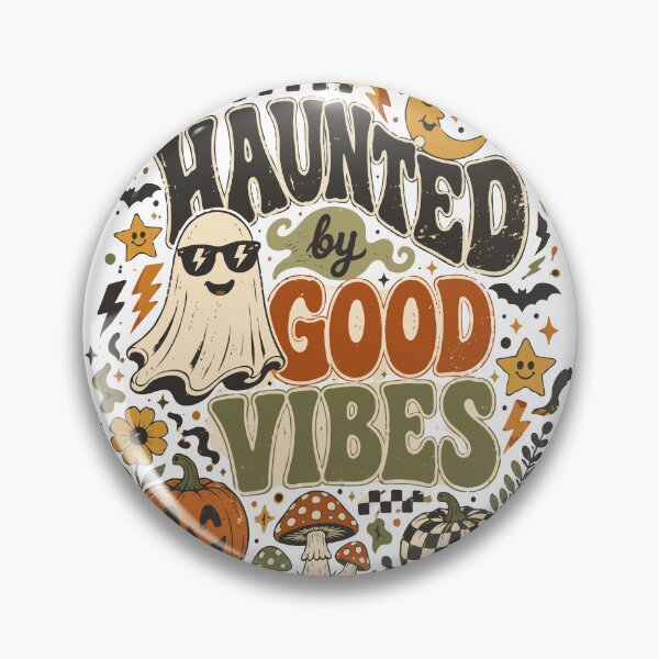 Item preview, Haunted By Good Vibes Halloween T-Shirt Design - Retro Groovy Ghost Vector Graphic designed and sold by Rabu10.