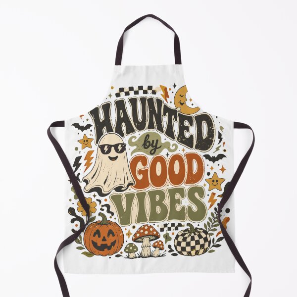 Item preview, Haunted By Good Vibes Halloween T-Shirt Design - Retro Groovy Ghost Vector Graphic designed and sold by Rabu10.
