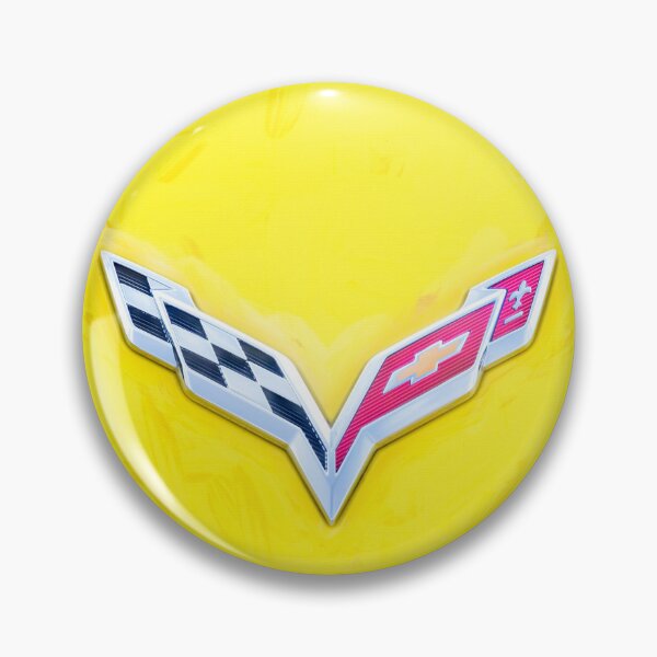 Item preview,  2014 Corvette Stingray Coupe Velocity Yellow Hood Badge Poster designed and sold by RichFrancoCars.