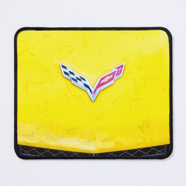 Item preview,  2014 Corvette Stingray Coupe Velocity Yellow Hood Badge Poster designed and sold by RichFrancoCars.