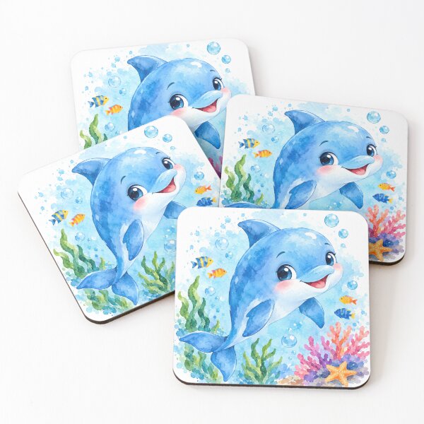 Item preview, Watercolor painted cute dolphin designed and sold by trendspatterns.