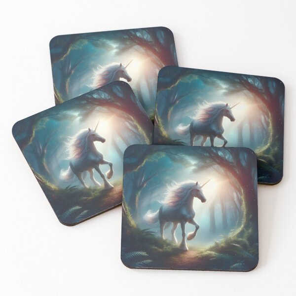 Item preview, Magical White Unicorn Enchanted Forest Artwork designed and sold by Sybille-Yates.