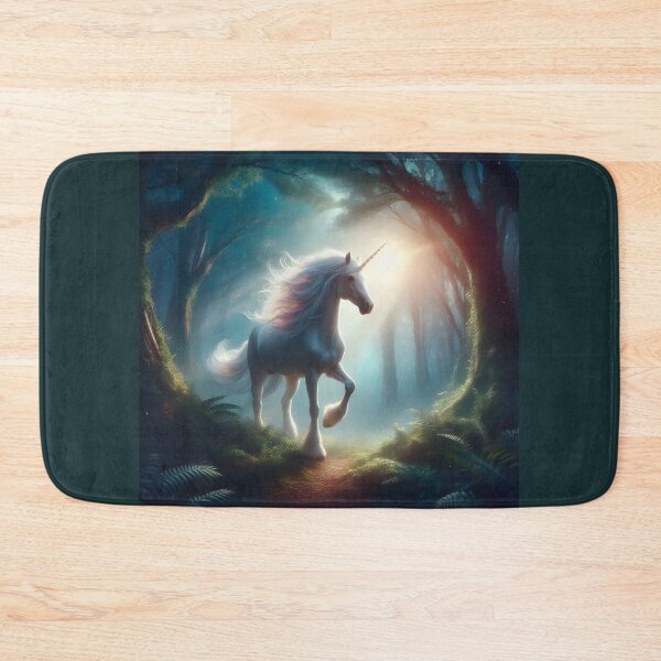 Item preview, Magical White Unicorn Enchanted Forest Artwork designed and sold by Sybille-Yates.