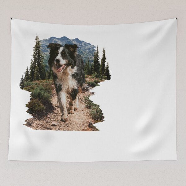Item preview, Border Collie Dog Hiking Mountain Trail Adventure designed and sold by NicolasGlowArt.