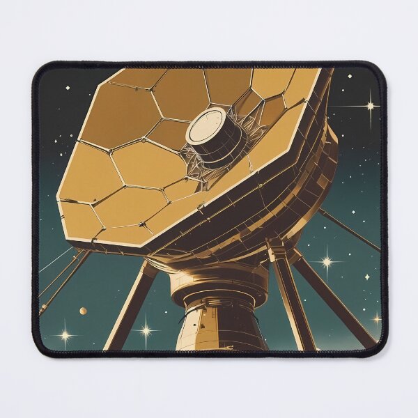 Item preview, Vintage Golden Satellite Poster - Retro Space Travel Art designed and sold by Deep Field Prints.