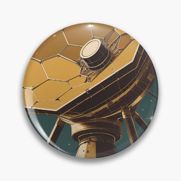 Item preview, Vintage Golden Satellite Poster - Retro Space Travel Art designed and sold by Deep Field Prints.