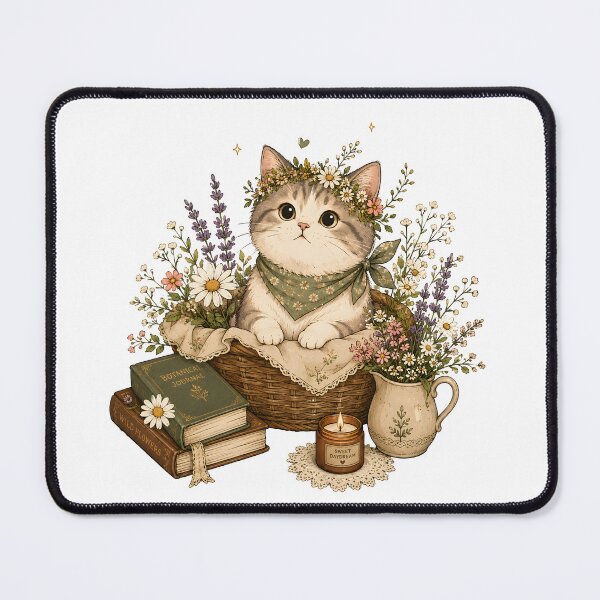 Item preview, Cute floral cat designed and sold by trendspatterns.