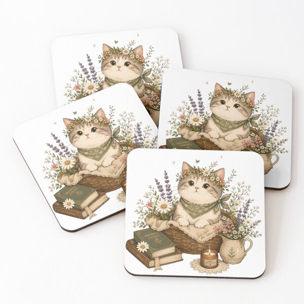 Item preview, Cute floral cat designed and sold by trendspatterns.