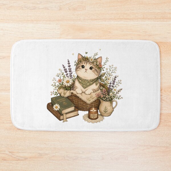 Item preview, Cute floral cat designed and sold by trendspatterns.