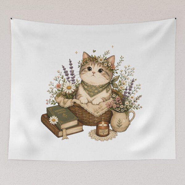 Item preview, Cute floral cat designed and sold by trendspatterns.