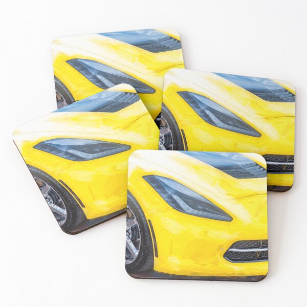 Item preview,  2014 Corvette Stingray Coupe Velocity Yellow Hood Badge Poster designed and sold by RichFrancoCars.