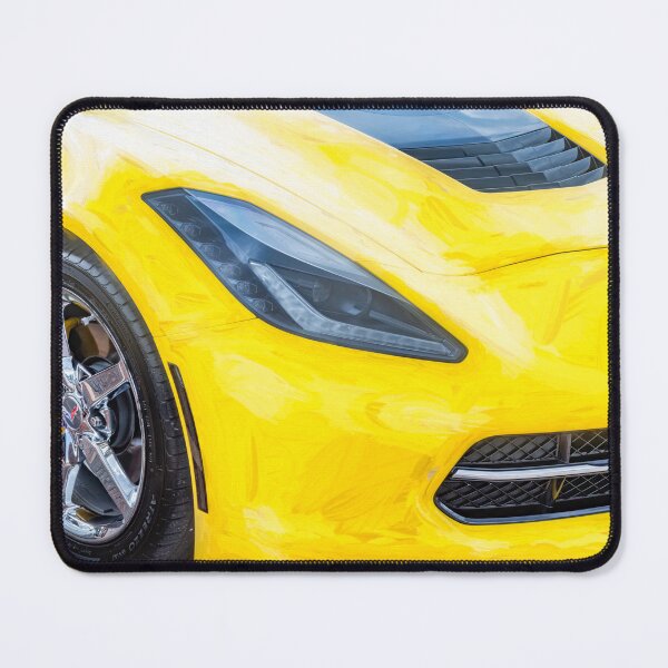 Item preview, 2014 Corvette Stingray Coupe Velocity Yellow Hood Badge Poster designed and sold by RichFrancoCars.