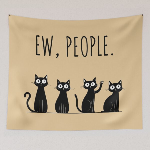 Item preview, Playful black Cats With "Ew people" text - Aesthetic Design designed and sold by Just4Sinners.