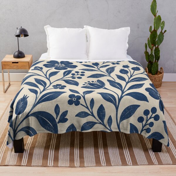 Item preview, Indigo Block Print Botanical designed and sold by Glottopia.