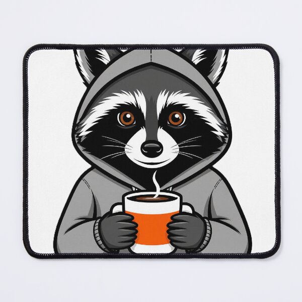 Item preview, Cute Raccoon in Hoodie Holding Coffee Mug designed and sold by Marcello Aivazi.