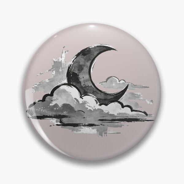 Item preview, Crescent moon among clouds in ink style designed and sold by mixoubraw.