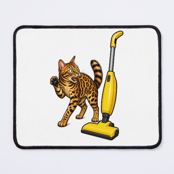 Item preview, Scared Bengal Cat Vacuum Cleaner Art designed and sold by Old's Cool Cat Studio.