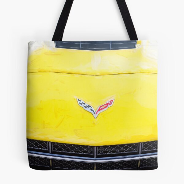 Item preview, 2014 Corvette Stingray Coupe Velocity Yellow Hood Badge Poster designed and sold by RichFrancoCars.