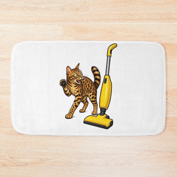 Item preview, Scared Bengal Cat Vacuum Cleaner Art designed and sold by Old's Cool Cat Studio.