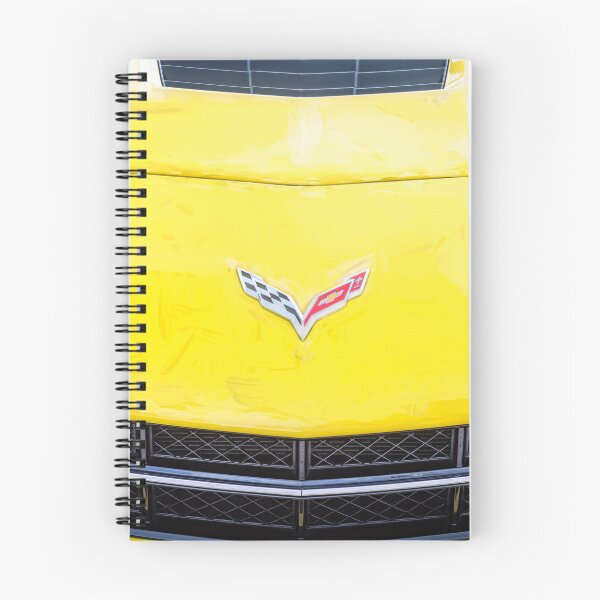 Item preview, 2014 Corvette Stingray Coupe Velocity Yellow Hood Badge Poster designed and sold by RichFrancoCars.
