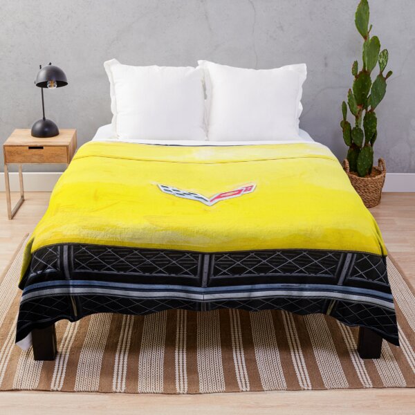 Item preview, 2014 Corvette Stingray Coupe Velocity Yellow Hood Badge Poster designed and sold by RichFrancoCars.