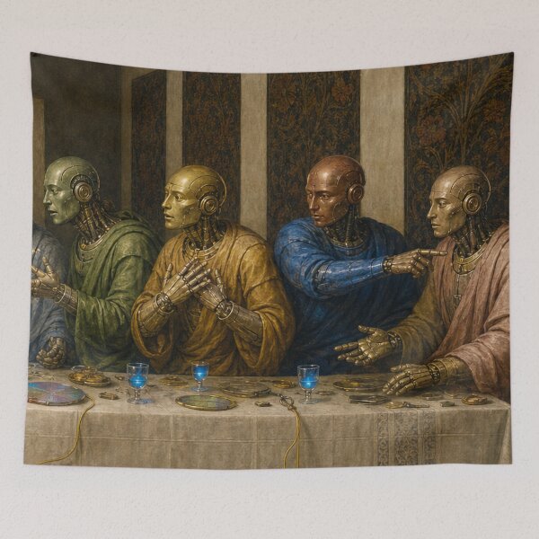 Item preview, The Last Supper Right Panel Cyber Renaissance Wall Art designed and sold by DMarquiseArt.