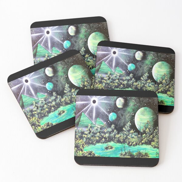 Item preview, Cosmic Nature Landscape Art — Green Galaxy Forest Painting designed and sold by Jackie Gatzmer.