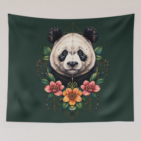 Item preview, Colorful Panda – Botanical Geometric Panda designed and sold by SHARPEI.