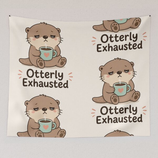 Item preview, Otterly Exhausted Funny Otter Design | Coffee Lover Gift designed and sold by moonlit.ink.shop.