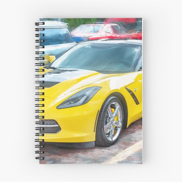 Item preview, 2014 Corvette Stingray Coupe Velocity Yellow Hood Badge Poster designed and sold by RichFrancoCars.