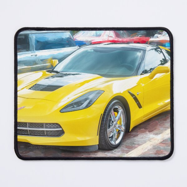 Item preview, 2014 Corvette Stingray Coupe Velocity Yellow Hood Badge Poster designed and sold by RichFrancoCars.