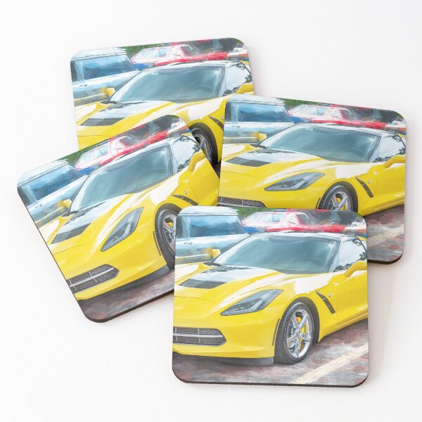 Item preview,  2014 Corvette Stingray Coupe Velocity Yellow Hood Badge Poster designed and sold by RichFrancoCars.