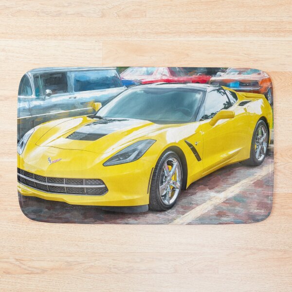 Item preview,  2014 Corvette Stingray Coupe Velocity Yellow Hood Badge Poster designed and sold by RichFrancoCars.