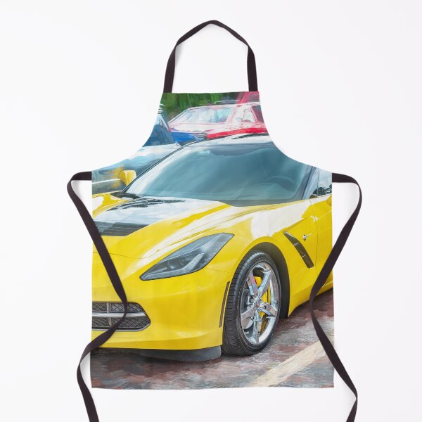 Item preview, 2014 Corvette Stingray Coupe Velocity Yellow Hood Badge Poster designed and sold by RichFrancoCars.