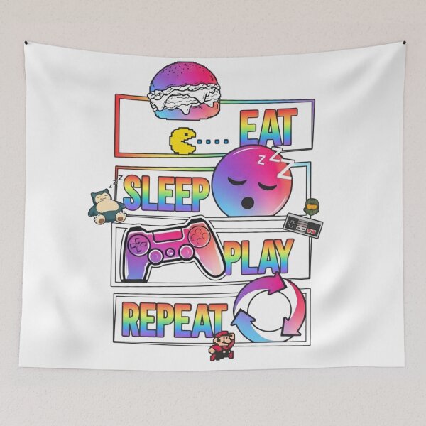 Item preview, Eat Sleep Play Repeat Gamer Aesthetic Neon Gradient designed and sold by Alaric4you.