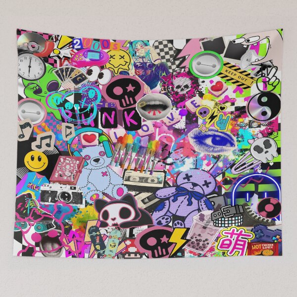 Item preview, Y2K Scenecore Retro Stickerbomb Collage designed and sold by Side By Side Studio.