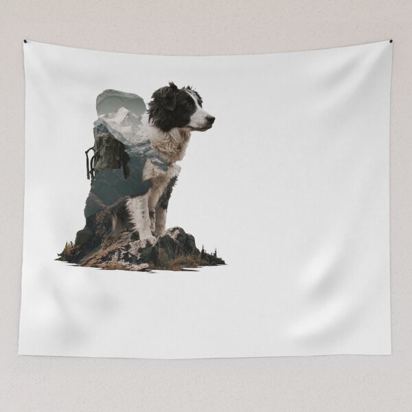 Item preview, Border Collie Mountain Hiking Adventure Dog designed and sold by NicolasGlowArt.