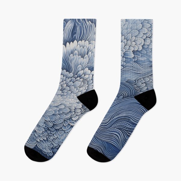 Item preview, Japanese Shibori Indigo Blue and White floral designed and sold by KsaveraArt.