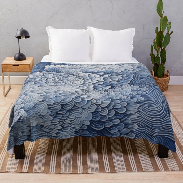 Item preview, Japanese Shibori Indigo Blue and White floral designed and sold by KsaveraArt.