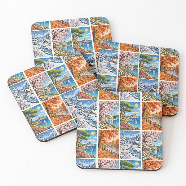 Item preview, Four Seasons - Pointillism designed and sold by FloreDreamStudio.