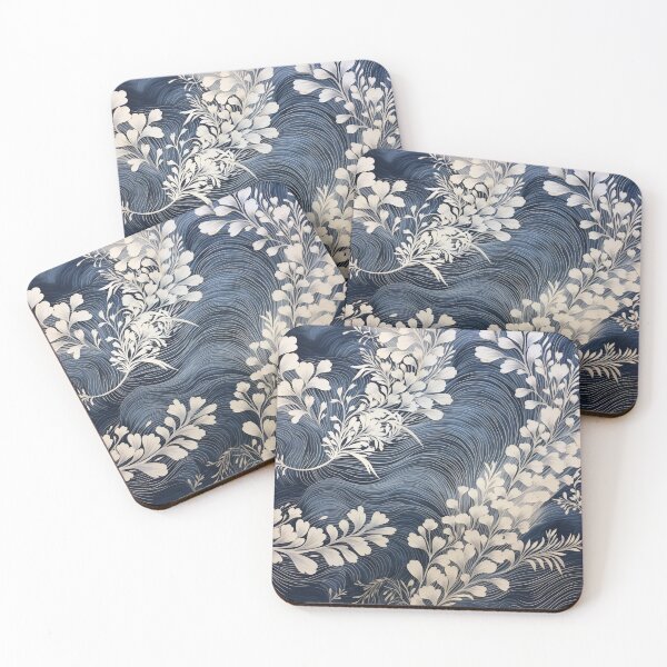Item preview, Japanese Shibori Indigo Blue and White floral designed and sold by KsaveraArt.