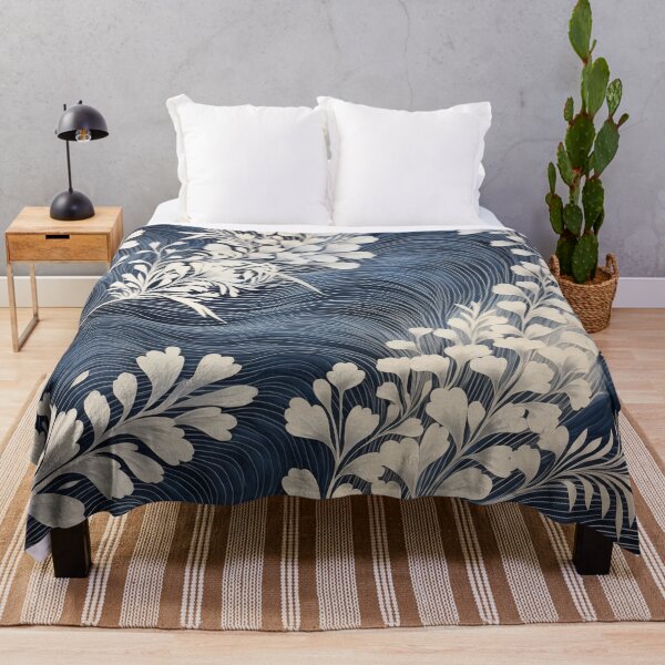 Item preview, Japanese Shibori Indigo Blue and White floral designed and sold by KsaveraArt.