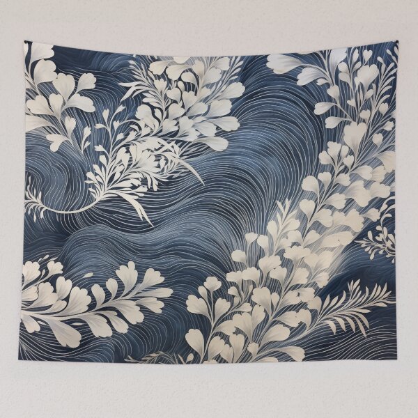 Item preview, Japanese Shibori Indigo Blue and White floral designed and sold by KsaveraArt.