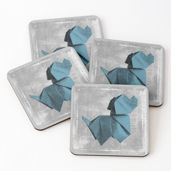 Item preview, Folded Blue Paper Origami Dog Geometric Sculpture designed and sold by Ghoul Enterprises.