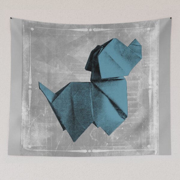 Item preview, Folded Blue Paper Origami Dog Geometric Sculpture designed and sold by Ghoul Enterprises.