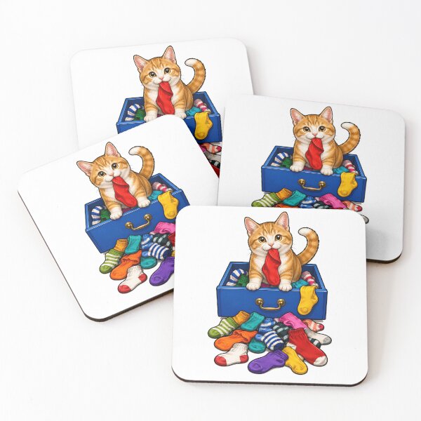 Item preview, Orange Kitten Sock Drawer Thief Art designed and sold by Old's Cool Cat Studio.