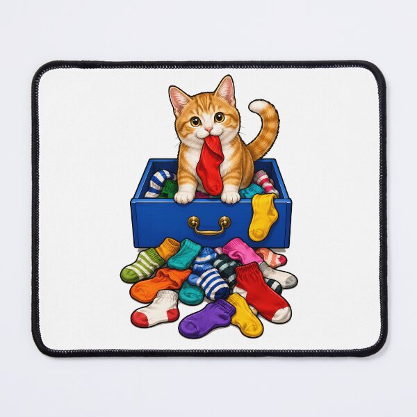 Item preview, Orange Kitten Sock Drawer Thief Art designed and sold by Old's Cool Cat Studio.